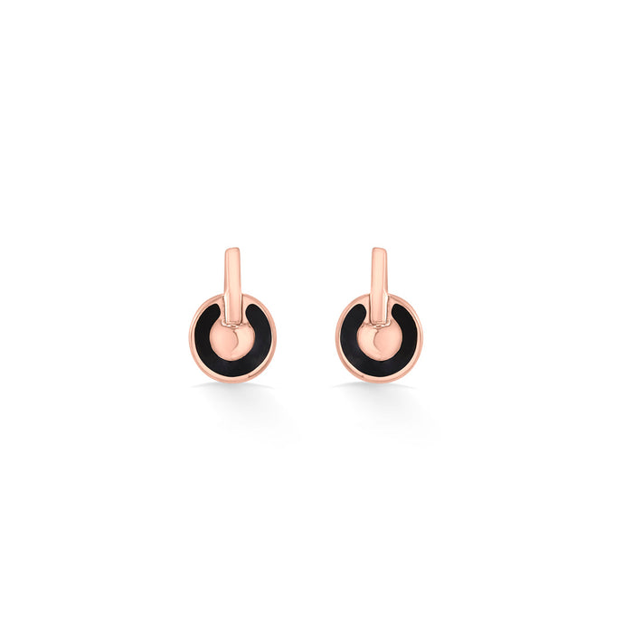 Onyx Loop Stud Gold Earring
