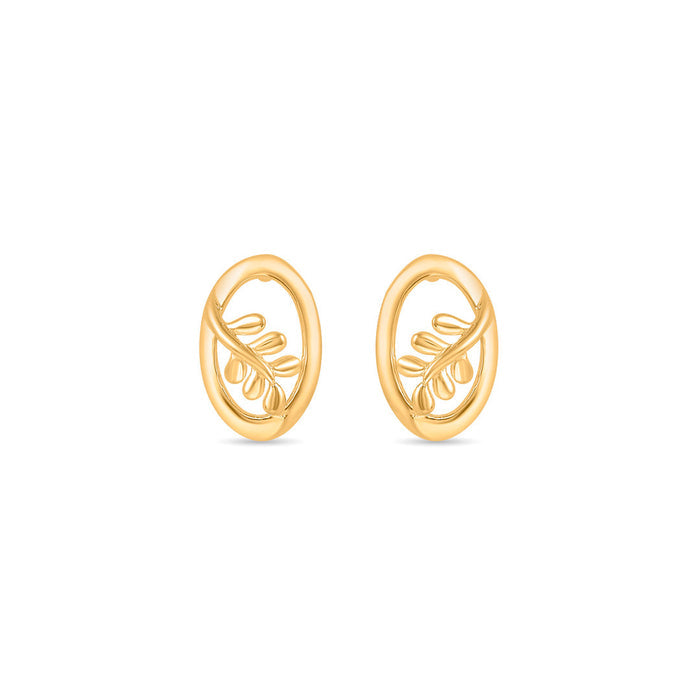 Oval Vines Studs Gold Earrings for Women