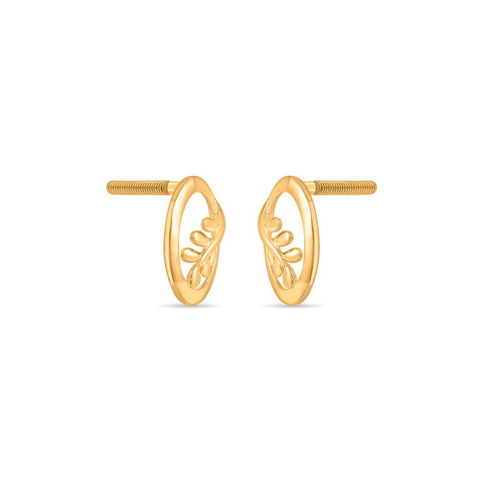 Oval Vines Studs Gold Earrings for Women