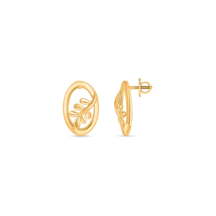 Oval Vines Studs Gold Earrings for Women