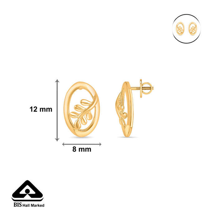 Oval Vines Studs Gold Earrings for Women