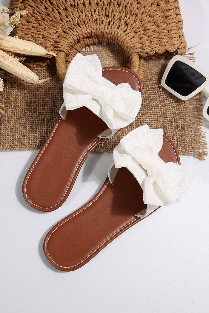 Oversized Bow Flat Slide Sandals
