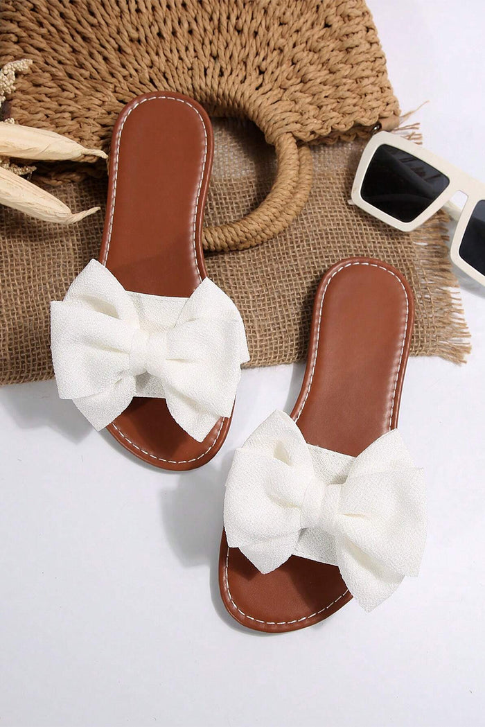 Oversized Bow Flat Slide Sandals