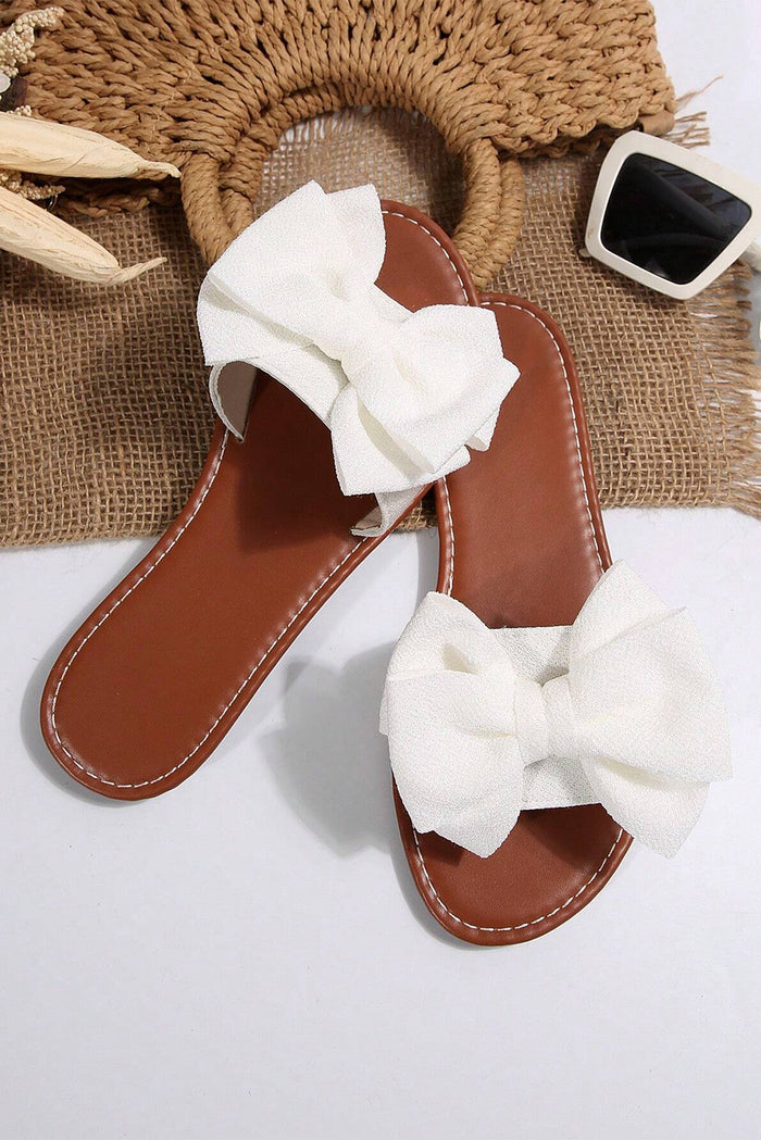 Oversized Bow Flat Slide Sandals