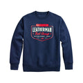 Navy crewneck with the Leatherman Pacific Northwest logo. Established 1983.
