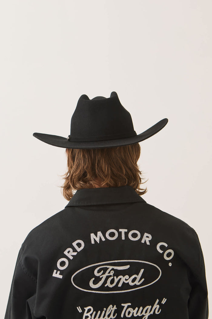 Unisex Prescott Brick Top Cowboy Hat in the color Black - Men's Back View