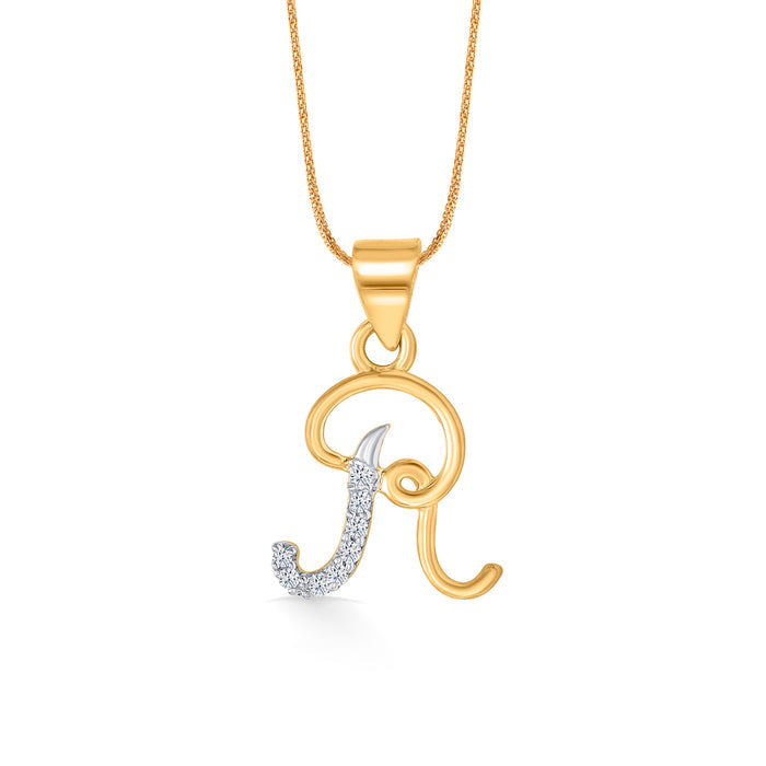Radiant R Gold Alphabet Unisex Pendant