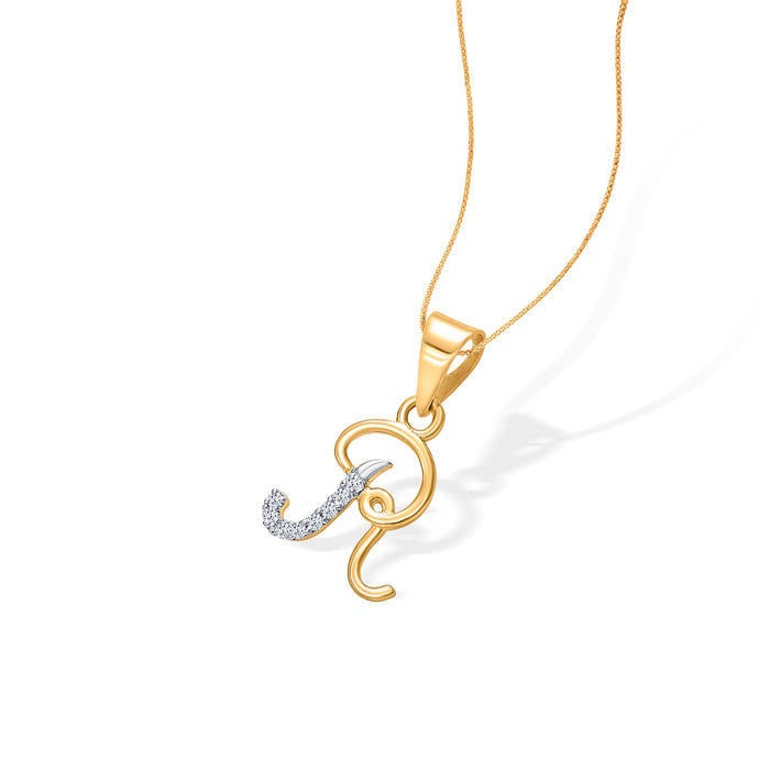 Radiant R Gold Alphabet Unisex Pendant