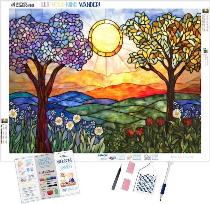 Radiant Sun Rising Over A Landscape