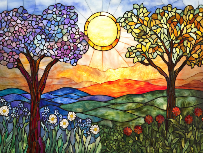 Radiant Sun Rising Over A Landscape