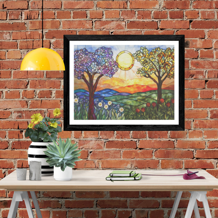 Radiant Sun Rising Over A Landscape