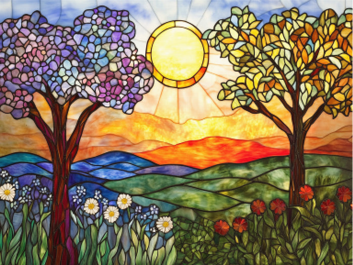 Radiant Sun Rising Over A Landscape