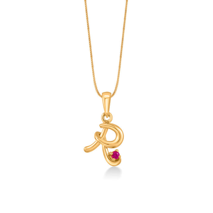 Rare R Alphabet Gold Pendant