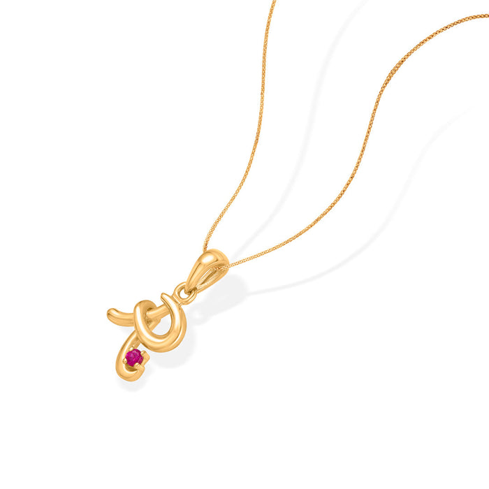 Rare R Alphabet Gold Pendant