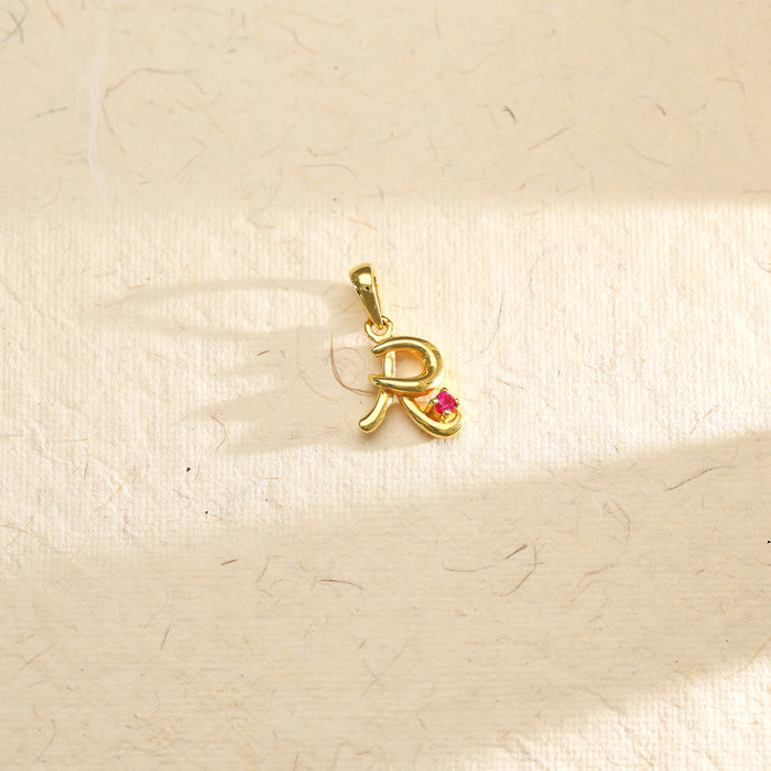 Rare R Alphabet Gold Pendant