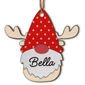 Reindeer Gnome Christmas - Personalized Wooden Ornament, Christmas Ornament For Family