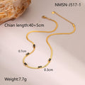 RETRO Geometric Square Zircon Necklace Stainless Steel Necklace Chain Like Flat Snake