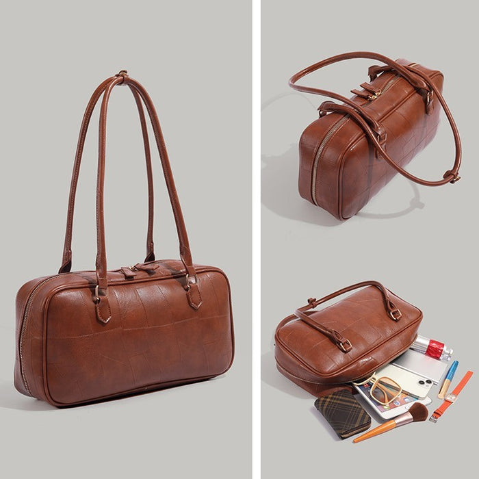 Retro Patchwork Large Capacity Commuter Bag Advanced Texture One-shoulder Versatile Handbag