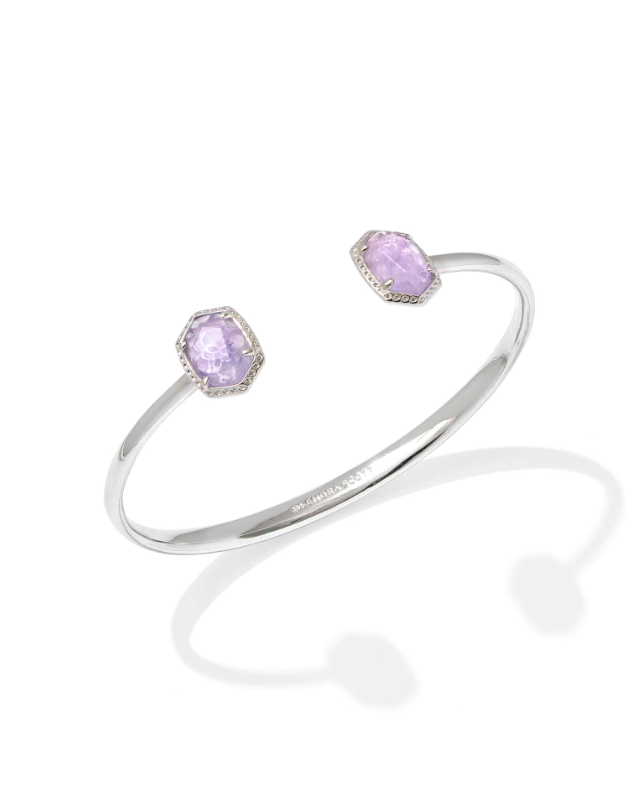 Rhodium Plated Daphne Frame Cuff Bracelet in Purple Amethyst by Kendra Scott