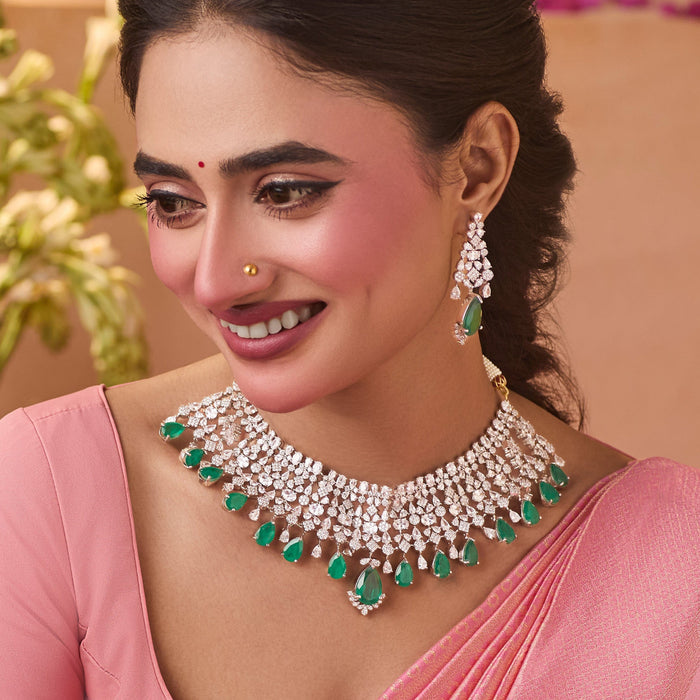 Ruhi Nakshatra CZ Green Choker Set