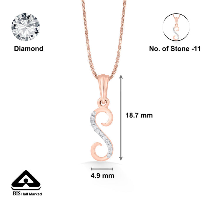 S Letter Alphabet Pendant Diamond Jewellery