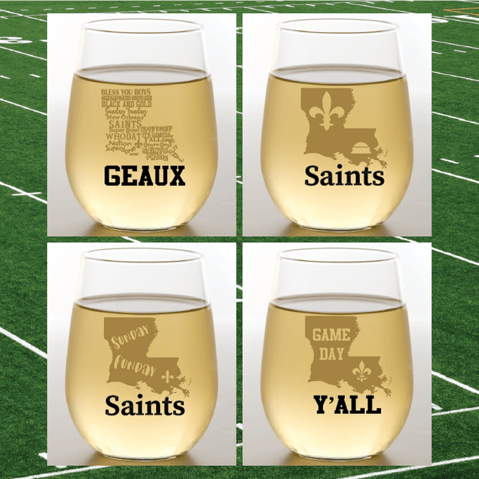 SAINTS STATES Stemless Shatterproof Wine Glasses (2 Pack)