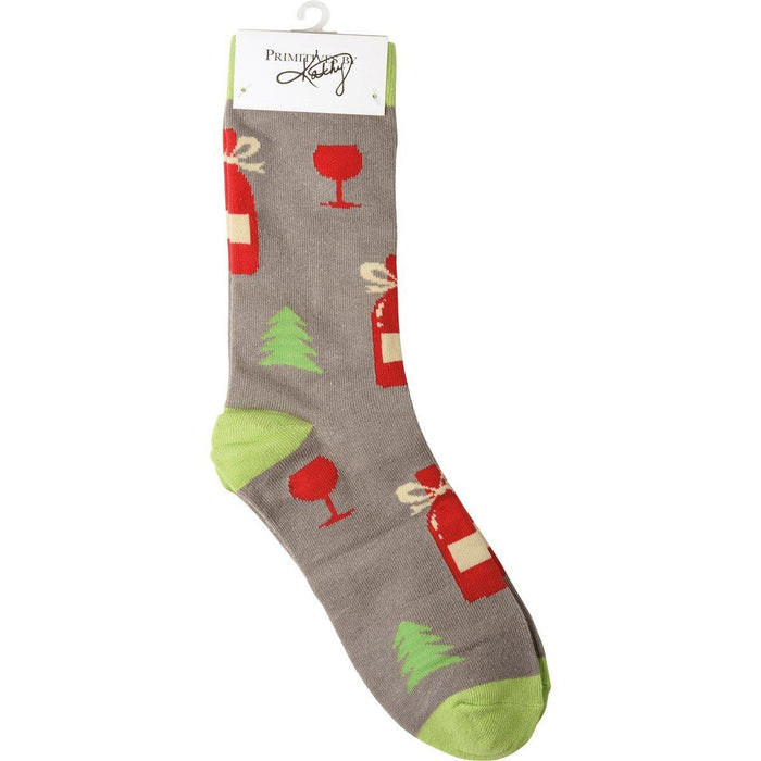 Santa Please Bring Me Wine - Box Sign & Sock Set