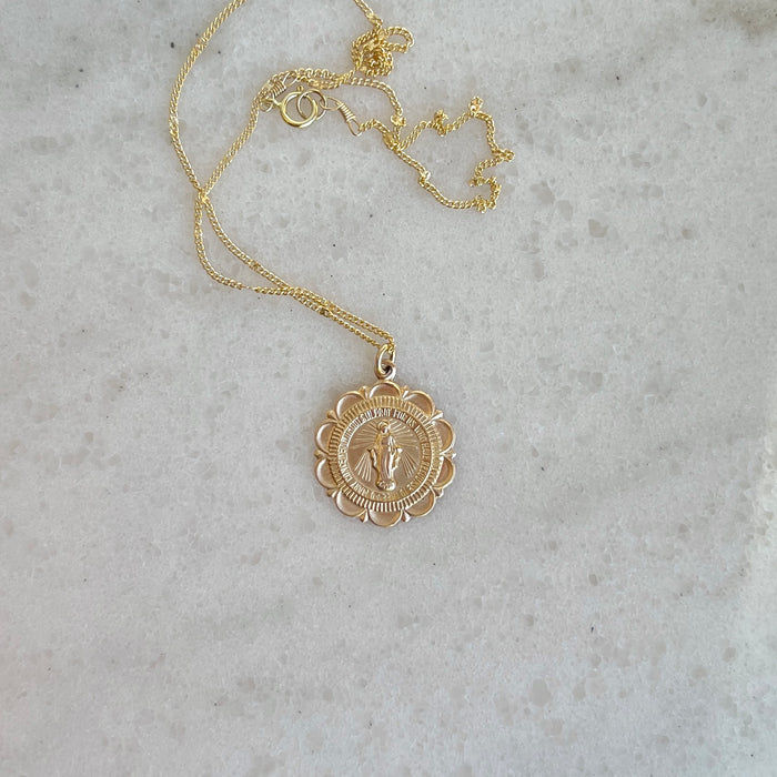Scalloped Miraculous Medal Necklace