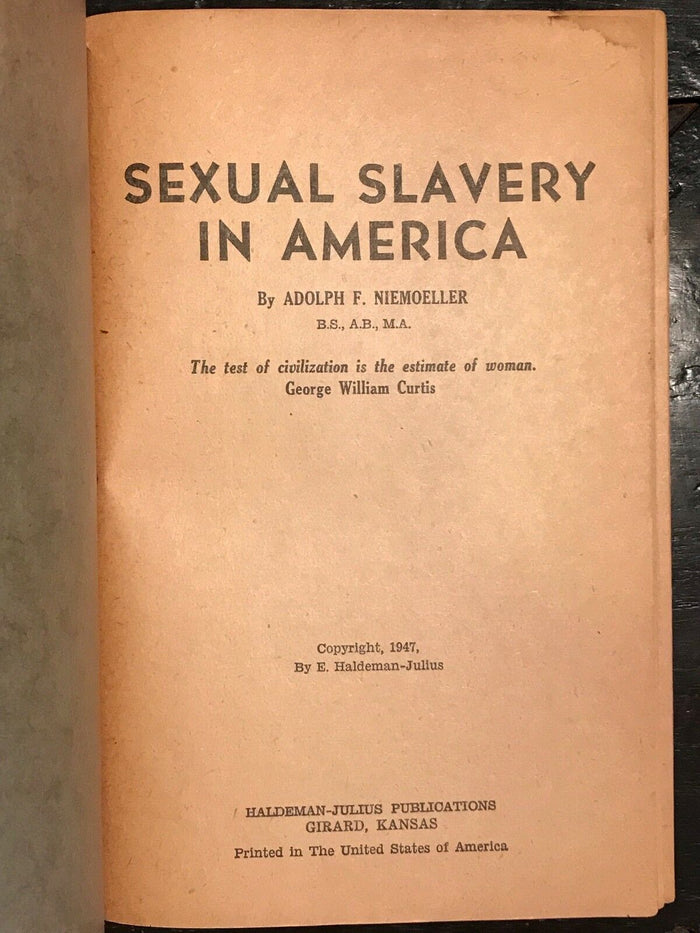 SEXUAL SLAVERY IN AMERICA - NIEMOELLER, 1947 - PROSTITUTION, TRAFFICKING