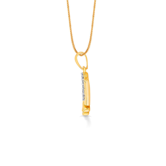 Sikh Khanda Khalsa Yellow Gold & Diamond Religious Pendant