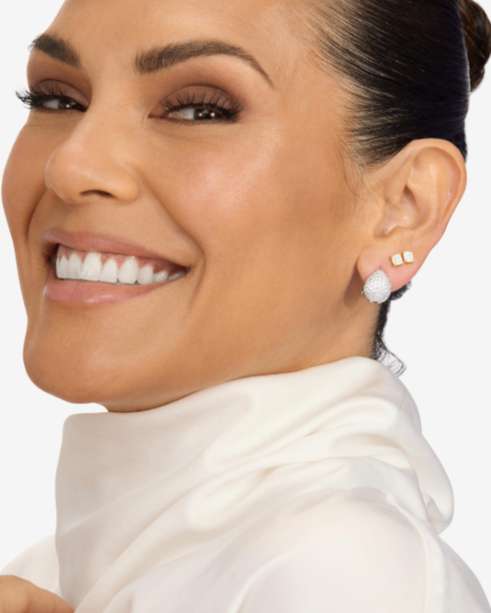 Silver Plated Lil' Norah Earrings in White CZ by Melinda Maria