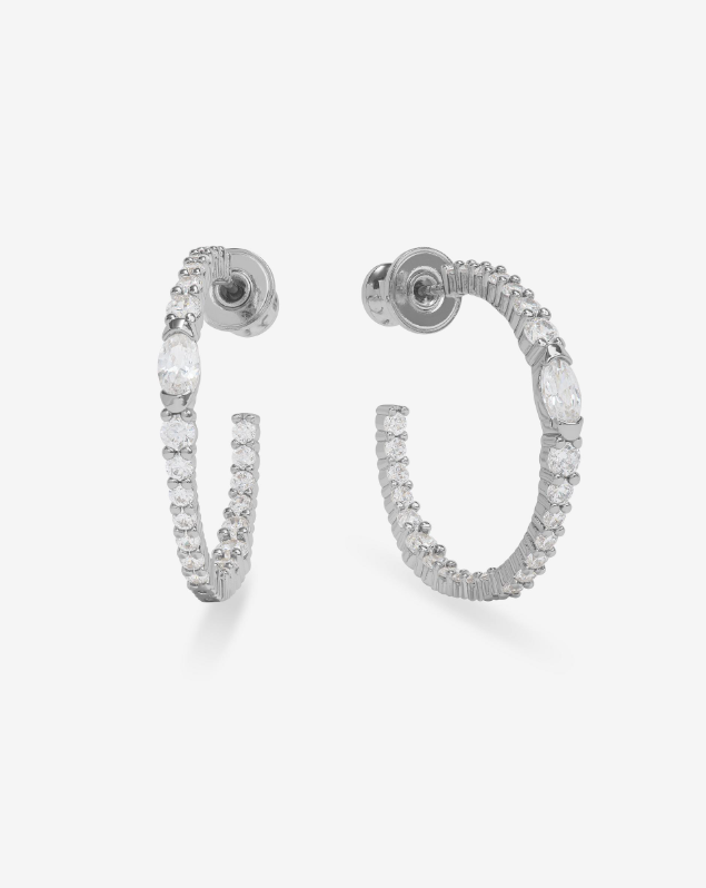Silver Plated Maven Hoops in White CZ by Melinda Maria