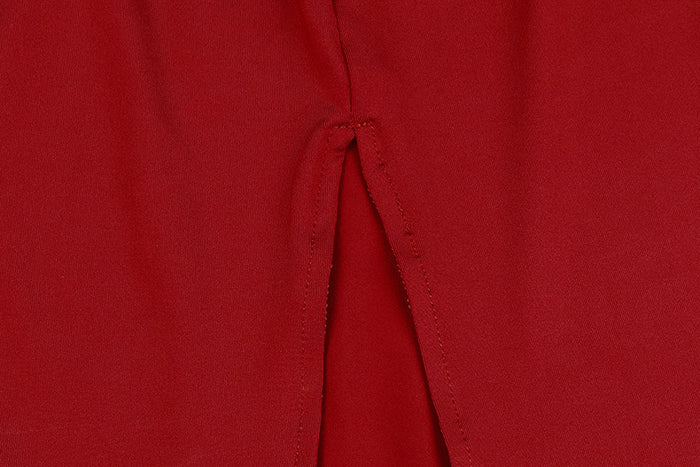 Solid color split long-sleeved maxi dress