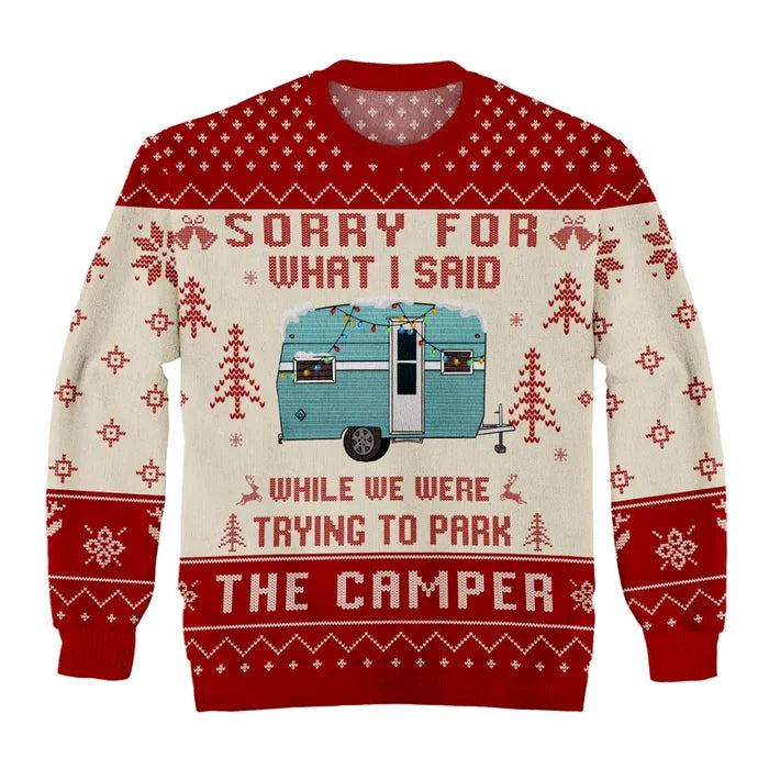 Sorry For What I Said - Personalized Wool Sweater, Christmas Gift For Camping Lovers
