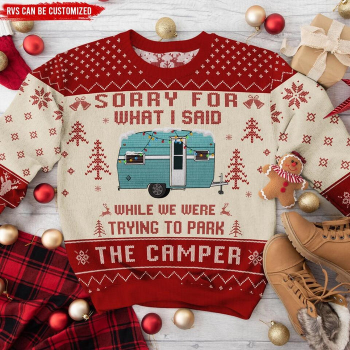 Sorry For What I Said - Personalized Wool Sweater, Christmas Gift For Camping Lovers