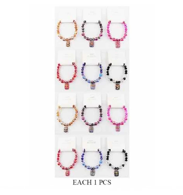 Sparkle & Shine: Pink Beaded Charm Bracelet