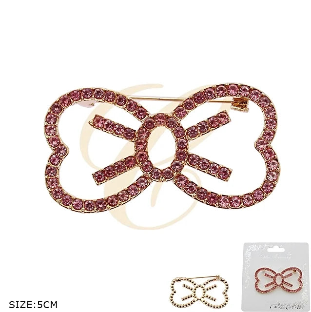 Sparkly Rhinestone Bow Brooch Pin for Women – Elegant Crystal Bowknot Fashion Badge (RBC-0249R3)