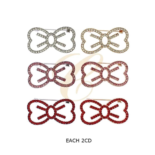 Sparkly Rhinestone Bow Brooch Pin for Women – Elegant Crystal Bowknot Fashion Badge (RBC-0249R3)