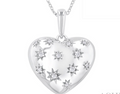 SS 1/10CTTW DIA PUFF HEART PENDANT NECKLACE