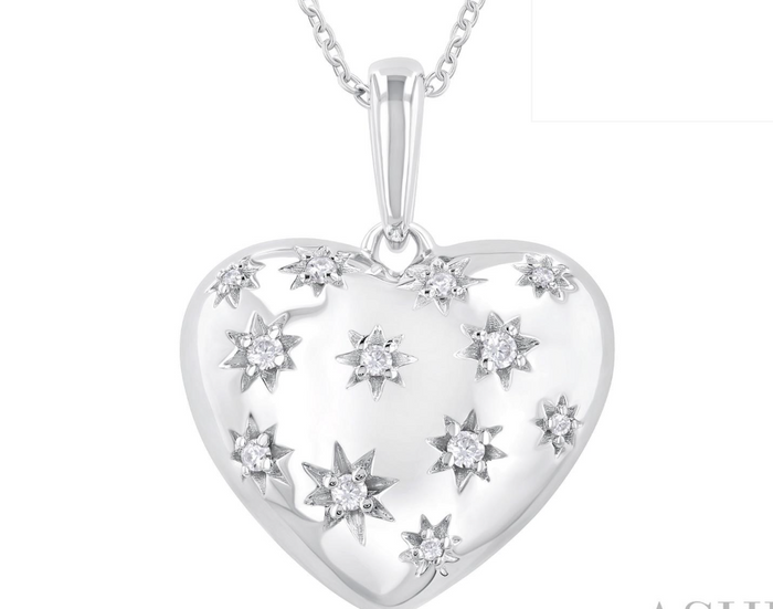 SS 1/10CTTW DIA PUFF HEART PENDANT NECKLACE