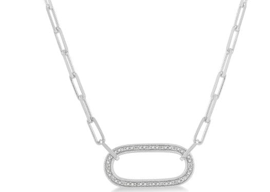 SS.10cttw Diamond Paperclip Necklace
