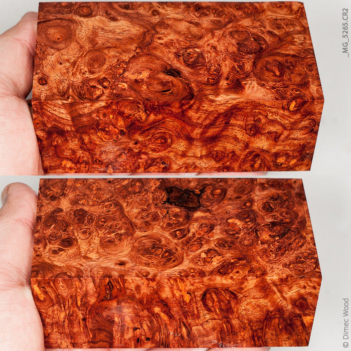Stabilized wood afzelia burl block