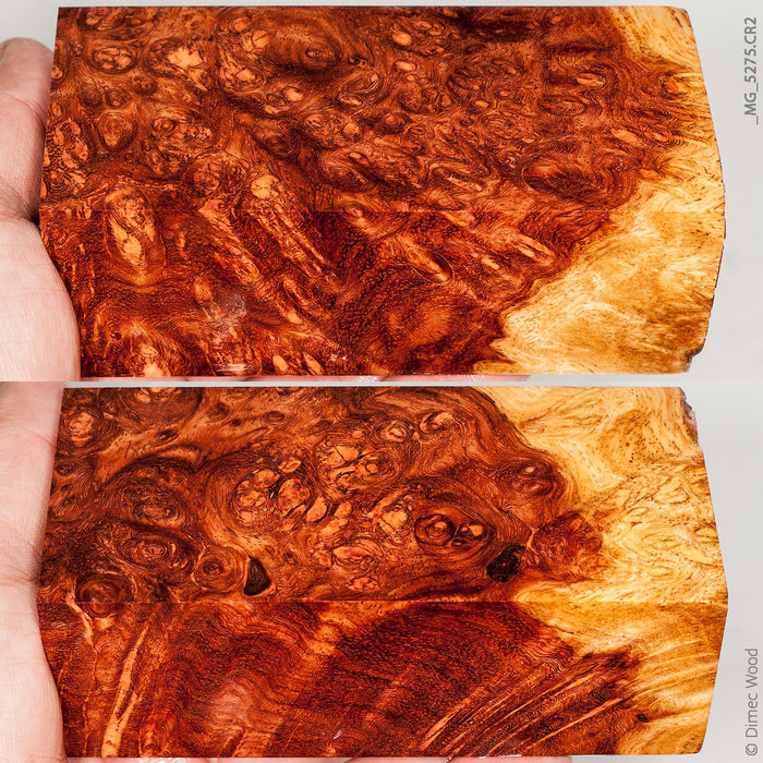 Stabilized wood afzelia burl block
