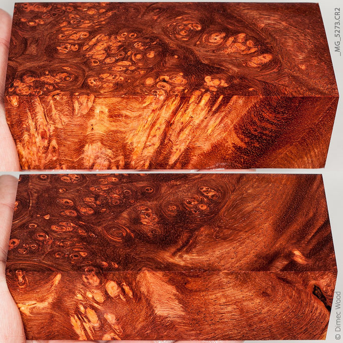 Stabilized wood afzelia burl block