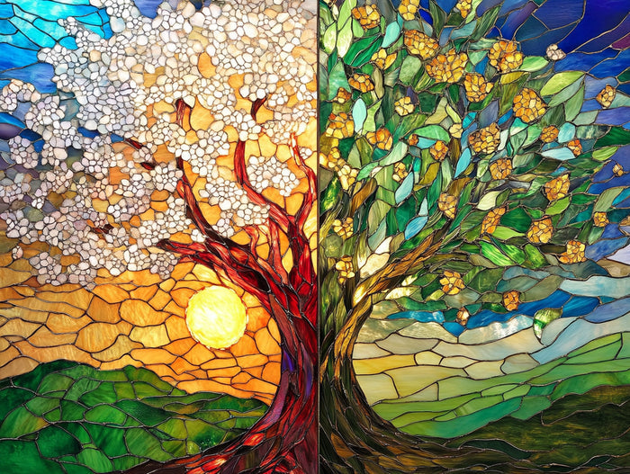 Stained Glass Seasons Entwined