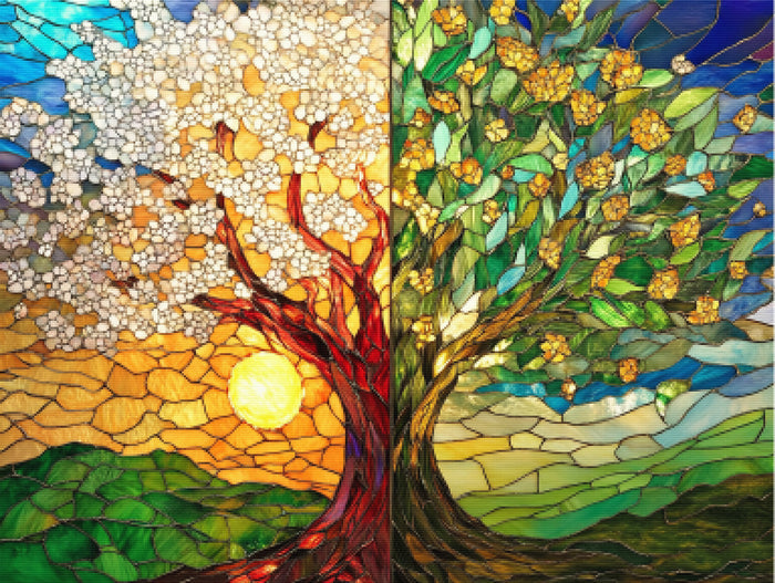 Stained Glass Seasons Entwined