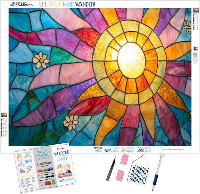 Stained Glass Sunburst of Seasons