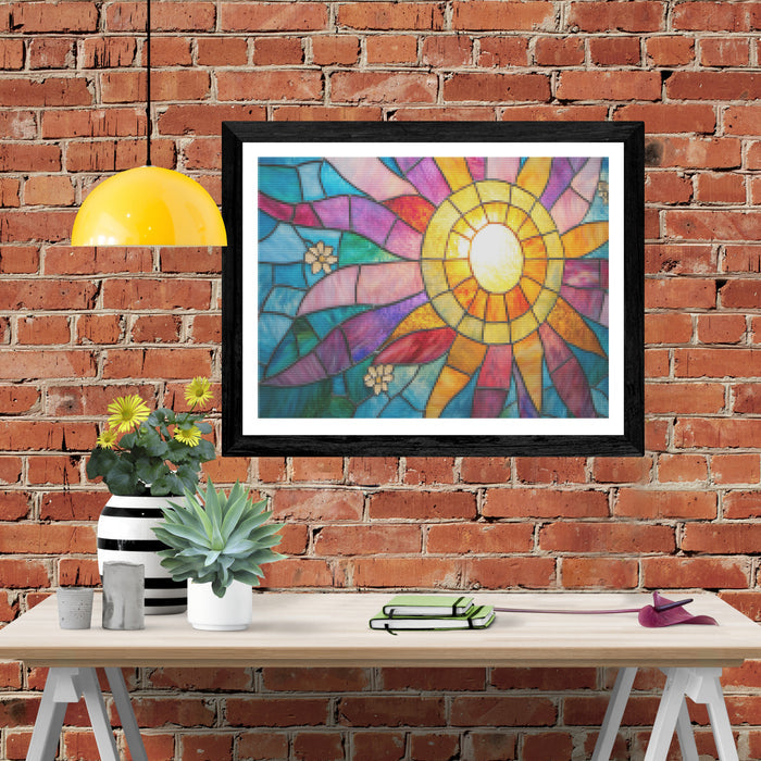 Stained Glass Sunburst of Seasons