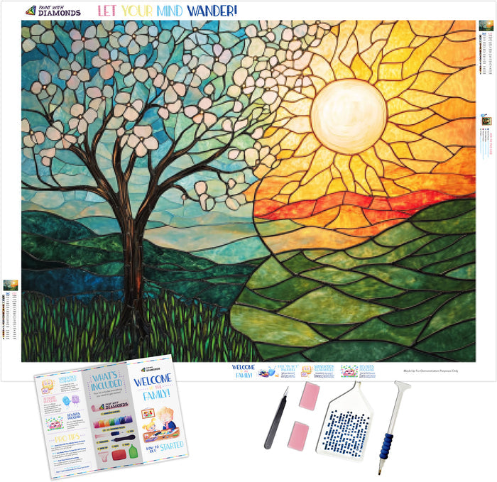 Stained Glass Sunrise of Seasons