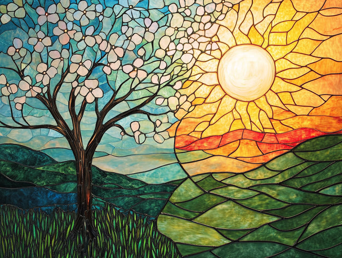 Stained Glass Sunrise of Seasons